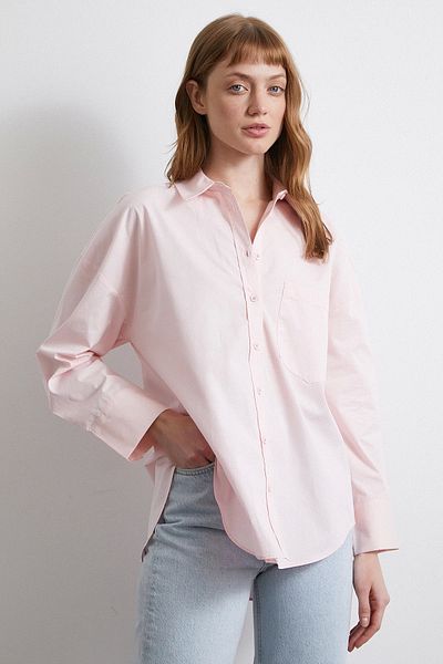 Never more Cotton Oversize Shirt - Pink