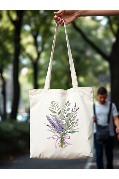 Cemira Lavender Bow, Lavanta Çiçek Y2K Retro Ham Bez Tote Bag Çanta, Pinterest Çanta