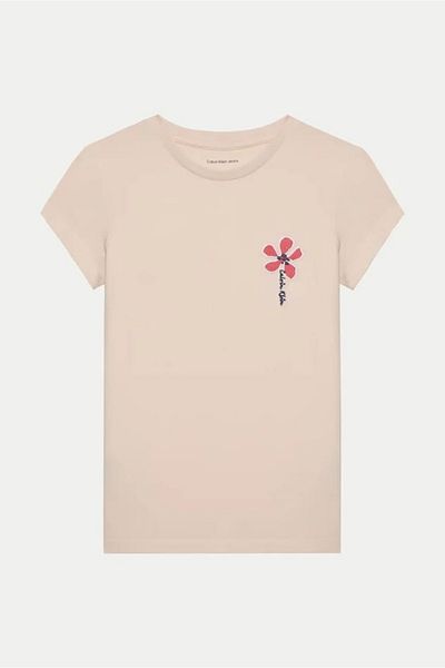 Calvin Klein Girl's Ck Small Flower Logo T-Shirt - Light Pink