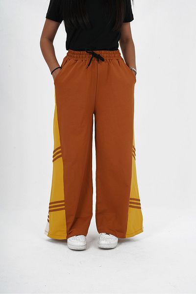 HayKids Girls Two Yarn Fabric Spanish Leg Striped Jogger Pants