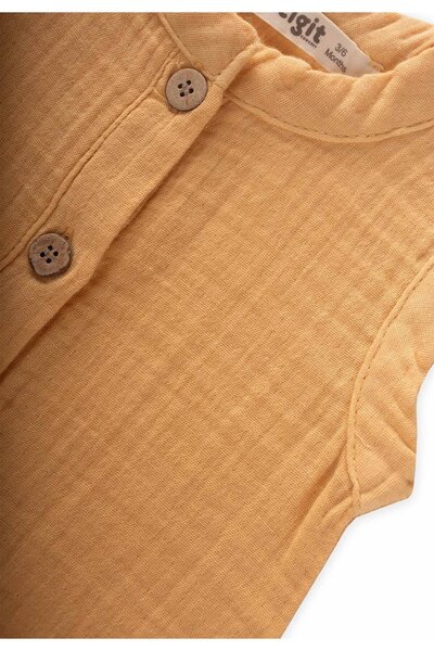 Cigit Organic Pocketed Jumpsuit 0-3 Years Pastel Yellow