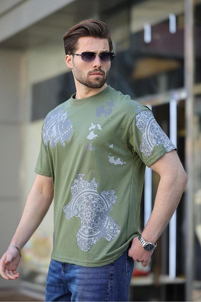 Madmext Ανδρικό T-Shirt Khaki 100% βαμβακερό σχέδιο E7142