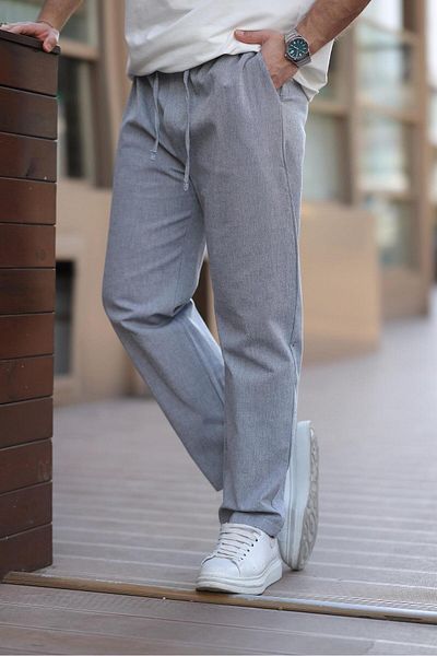 Madmext Ανδρικό παντελόνι Navy Blue 100% βαμβακερό χαλαρό κοψίδι E6565