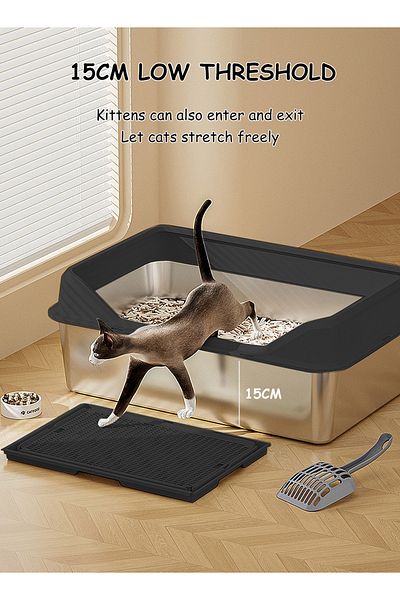 KidLe Stainless Steel Cat Litter Box for Cat