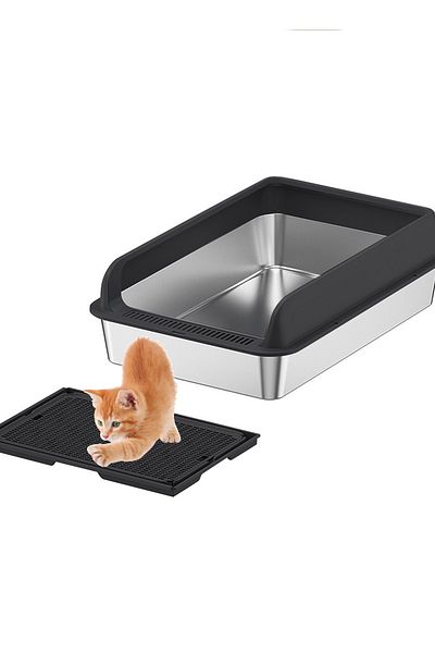 KidLe Large Stainless Steel Cat Litter Box for Big and Multiple Cats