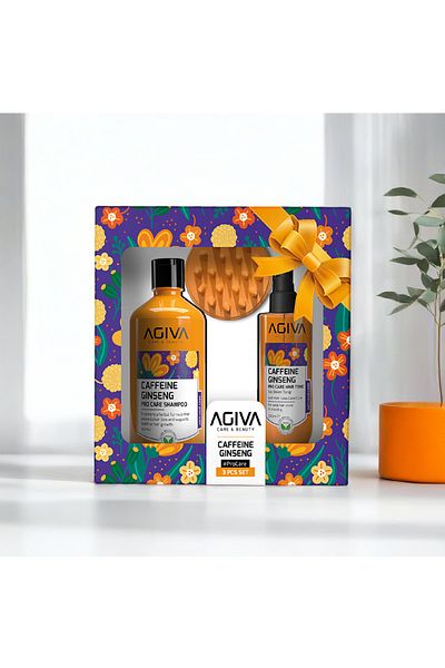 Agiva Caffeine Ginseng Shampoo 500 ml & Hair Tonic & Massage Comb Set of 3