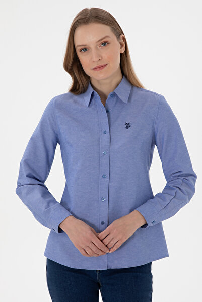 U.S. Polo Assn. Kadın Saks Uzun Kollu Basic Gömlek 50307726-VR045