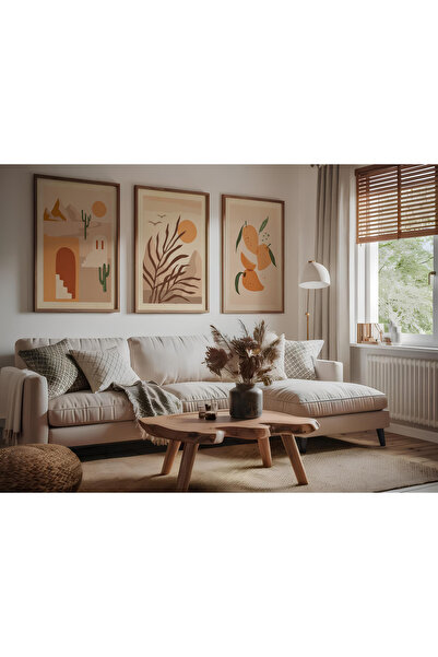 ARTCASTLE Set de 3 tablouri cu ramă din lemn Desert