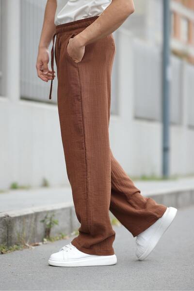 Madmext Kahverengi %100 Pamuklu Rahat Kesim Erkek Pantolon E6562