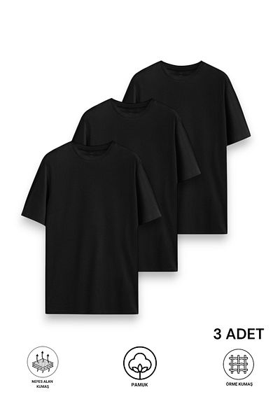 LAUMA 3-Piece O-Neck Combed Cotton Men's Undershirt T-Shirt