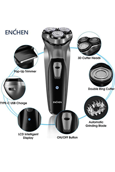sharpdo ENCHEN BlackStone Electric Shaver Razor Men Type-C Rechargeable Shaving