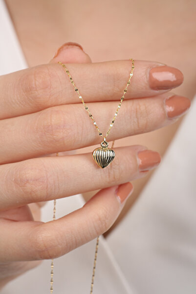 DİAMİNE PIRLANTA 14 Ayar Altın Kalpli Zincir Kolye