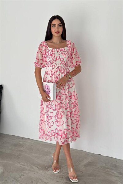 Dipmoda Dipmoda ženska Postavljeno Midi visina Sa deznom šifonska haljina DPQ008