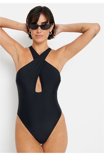 DEEP BEACH Μαύρο Halterneck Cross Tie Μαγιό Db 200567 μ