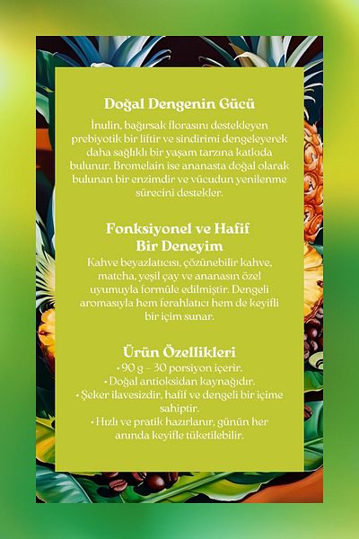 Mim and More Inulin & Bromelain Coffee 90 Gr - Pareşen Coffee with Matcha and Matcha