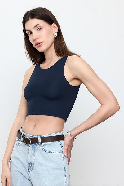 SHERIN Μπλούζα Navy Blue Slimfit Crop Top