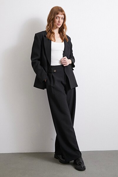 Never more Black Brocated Wide Sleeve Capri Palycotton