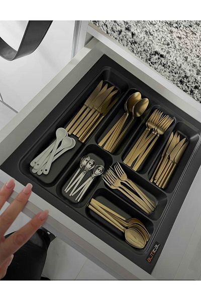 almital mobilya aksesuarları furniture accessories 42x49 εκ. 7 Συρτάρια Anthracite με θήκη για κουτάλια μέχρι 38*41 cm