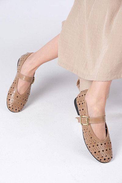 Mio Gusto Norita Mink Color Laser Women's Ballerinas