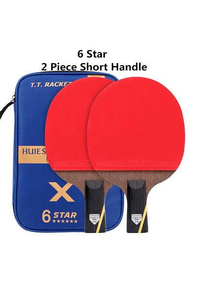Choice 6 Star 2 Short HUIESON 6 Star 2Pcs Carbon Table Tennis Set Super Powerful Ping Pong Raet Bat For Adu