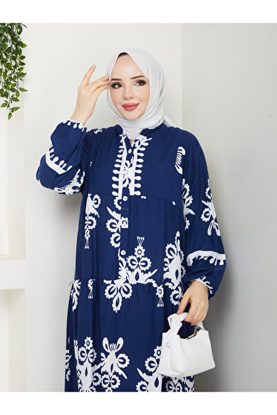 ECK MODA Γυναικείο φόρεμα με λεπτομέρεια με κουμπιά από ύφασμα μονό ζέρσεϊ