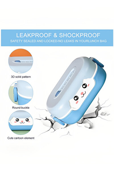 COOYA Portable Cartoon Lunch Boxes,Double-layer Heat Insulation,Natural Rubber Leak Proof,for 3+ year Kids