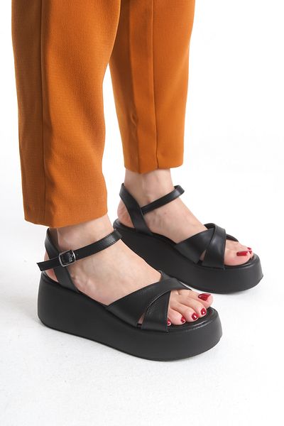 Limeo High Padded Sole Cross Thick Stripe Summer Women's Sandals Shoes