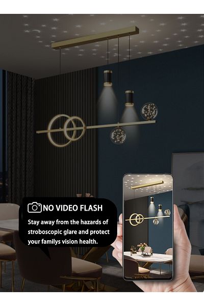 EqiEch Planet Smart LED Chandelier, 35W Adjustable Light for Office, Living Room, Dining, & Hallway