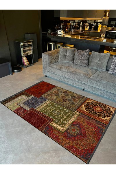 Rugs Modern Halı Συλλογή Kuvars: Πολύχρωμο, υφαντό με vintage μοτίβο, με σκού...