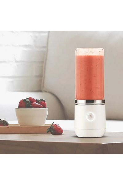 STARCREST Mini Blender Portabil STARCREST SB-GN04WH, Auto-curatare, 380ml, 4 Lame 3D, Putere 18.000 rpm, Alb