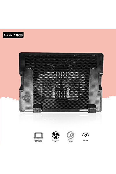 HAING حامل تبريد لأجهزة الكمبيوتر المحمول مع مروحتين، منفذي USB، ارتفاع قابل ...