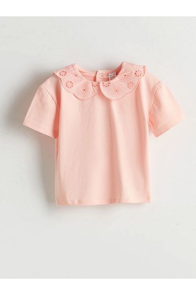 LC Waikiki بلوزة وبنطلون ضيق للفتيات الصغيرات من LCW Baby PINK بياقة مطرزة