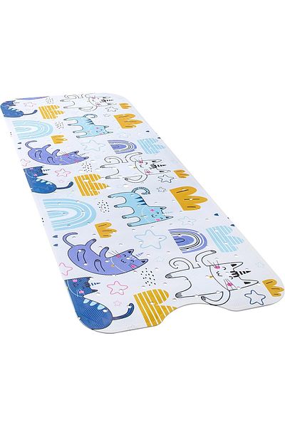 COOYA Shower Safety Mats 40x16 inch, Non-Slip Clean Bathroom Rug Mat with Drain Holes, Colored Cats