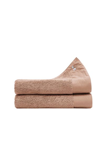Ecocotton Σετ πετσετών προσώπου από καθαρό βαμβάκι 2 τεμαχίων 100% οργανικό βαμβάκι με κεντημένο καφέ 50x90 εκ.