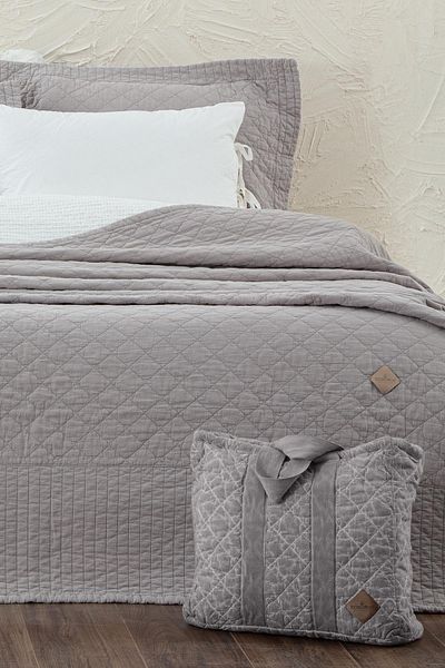 Ecocotton Set Cuvertură Pat Dublu Reha 100% Bumbac Gri Deschis 240X260 Cm