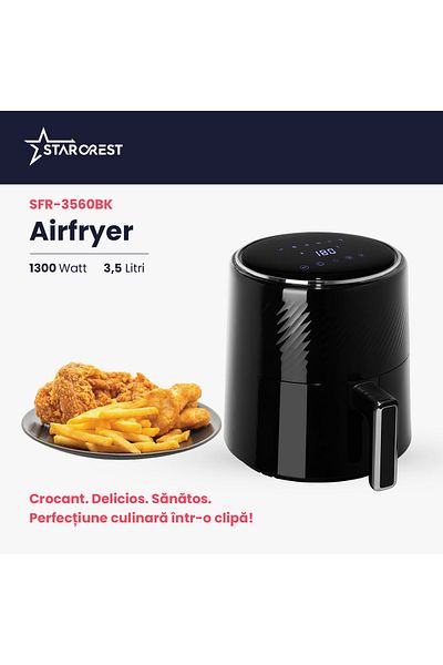 STARCREST Digital XL hot air fryer STARCREST SFR-3560BK, 1300 W, 3.5 Liters, Thermostat 80 - 200 °C