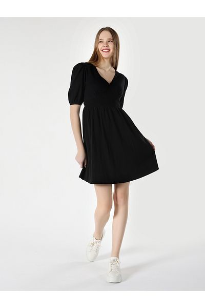 Colin's Black V-Neck Regular Fit Women's Dress