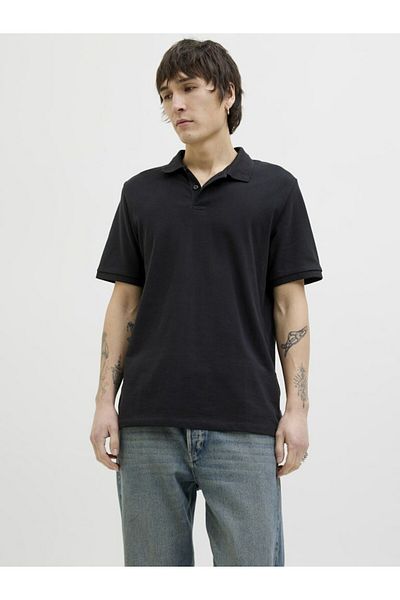 Jack & Jones Ανδρικό μαύρο μπλουζάκι πόλο 12270150