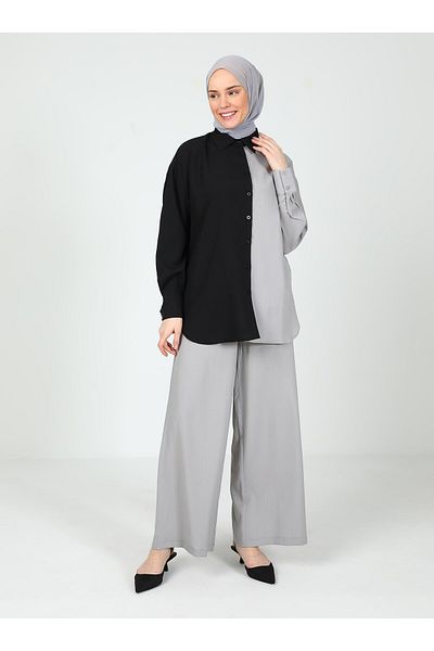 Tavin Black Gray Tavin Color Block Blouse / Shirt