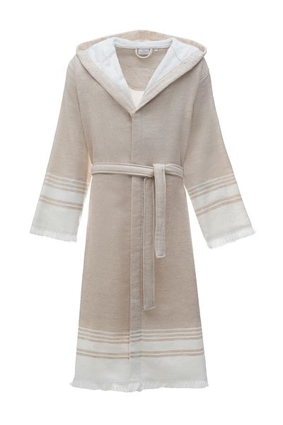 Ecocotton Ανδρικό μπουρνούζι Erva - 100% οργανικό βαμβάκι, λινό μελανζέ, μπεζ