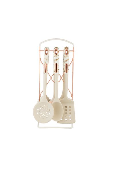 Dania 7-Piece White Silicone Serving Spoon Set