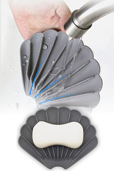 omilife Gray Color Non-Slip Oyster Shaped Silicone Soap Dish Soap Storage Holder & Portable Soap Case Pla