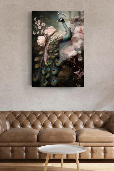 TAULART TAVUS KUŞUR TABLA DE STICLA DESIGN MINUNAT CADOU PENTRU CASA TABLA DE...