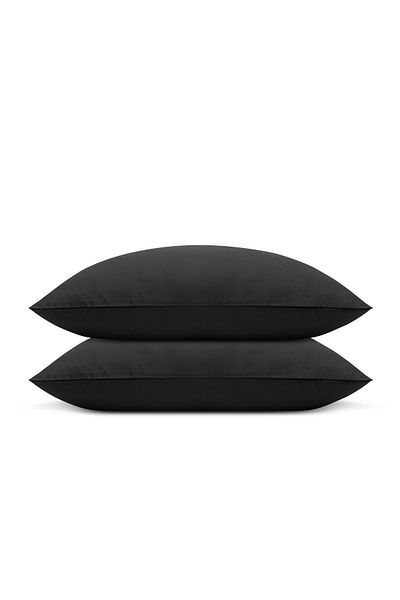 Ecocotton 2 Pack Plain Pillowcase 100% Organic Cotton Satin Anthracite 50x70 Cm