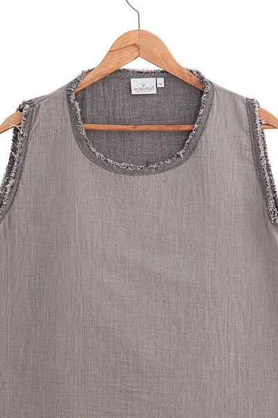 Ecocotton Set pijamale Melsa pentru femei - cu pantaloni scurți, 100% bumbac organic, muselină antracit