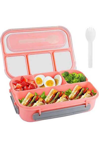 COOYA Adult / Kids Lunch Box, 1L 4 Compartment ,Microwave & Dishwasher & Freezer Safe, BPA Free (Pink)