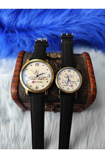 emrestore Selvi Boylum Al Yazmalım Sevgili Kombin Çift Saat Seti