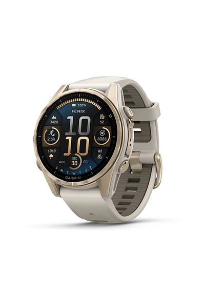 Garmin FENIX 8 - 43 MM, AMOLED, SAPPHIRE SOFT GOLD WITH FOG GRAY/DARK SANDSTONE SILICONE BAND