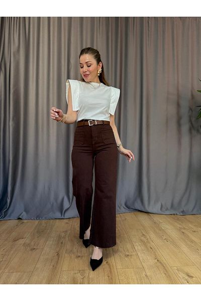 Size Özgü Оригинални кафяви дънки с широки крачоли
