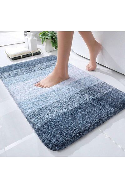 COOYA 40x60cm Bathroom Rug Mat,Soft and Absorbent Microfiber,Non-Slip Plush Shaggy,Machine Wash Dry,Blue